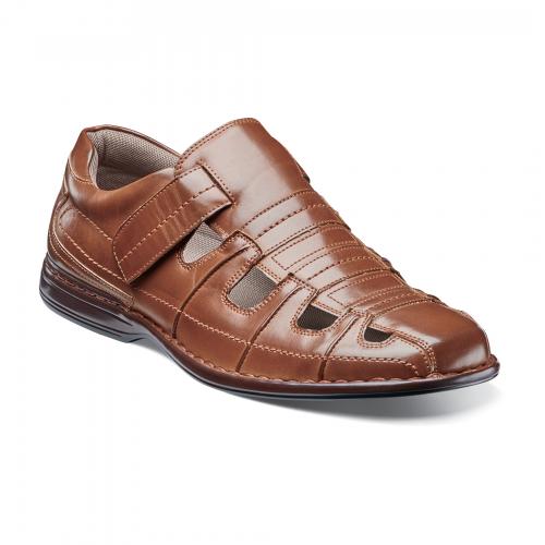 Stacy Adams "Belmar" Cognac Faux Leather Sandals 24960